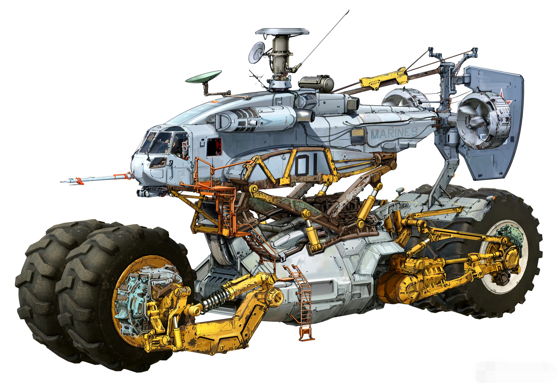 一组仿生机械设计作品欣赏,by 陈龙阙.#动漫# #插画# #科幻