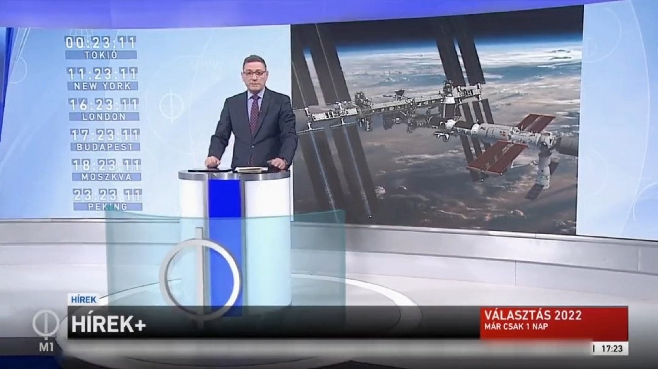 匈牙利电视台4月2日报道的节目中谈到中国空间站和国际空间站成功