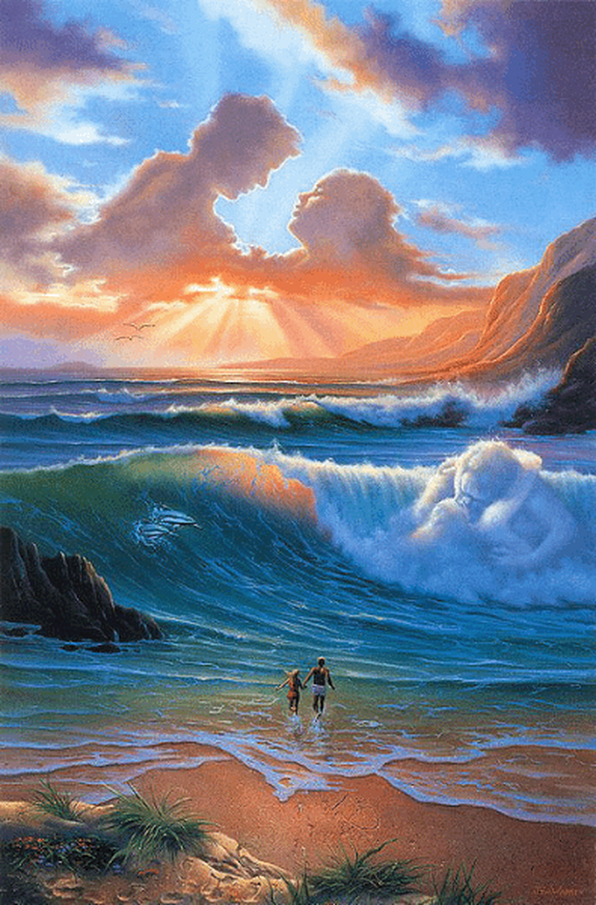 金光万道,深情相视;惊涛骇浪,忘情一吻. 仔细看,时间要长点哟.#旅行