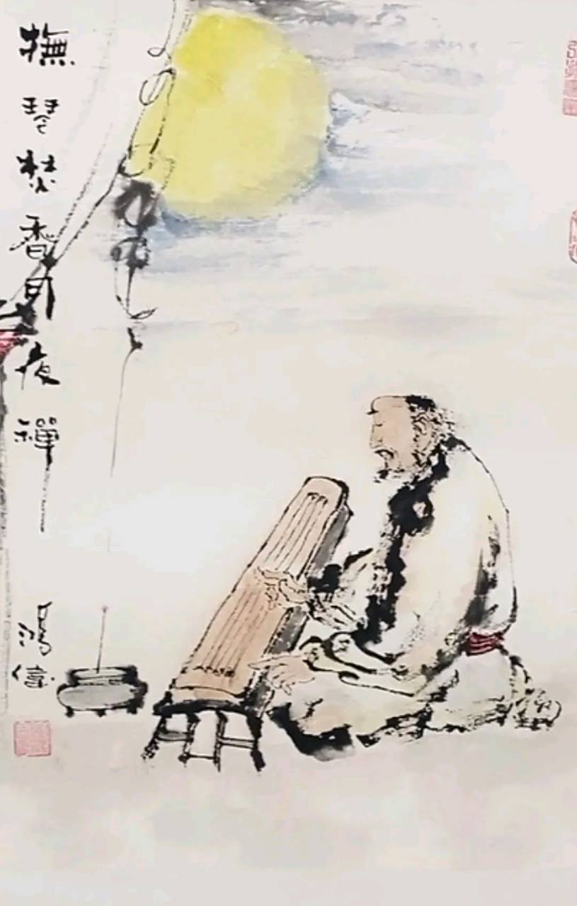 上联;抚琴焚香月夜禅 下联;君请对