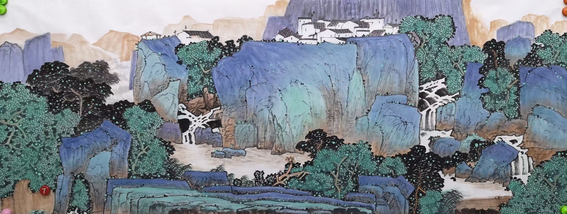 仿满维起青绿山水国画作品