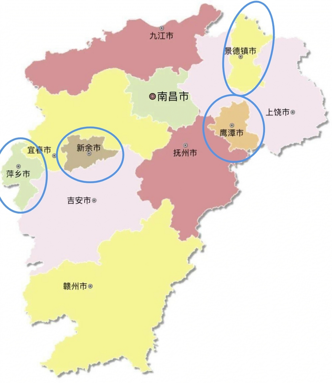 江西简称赣,从江西省地图上来看,江西省内一共有11个地级市,其中有