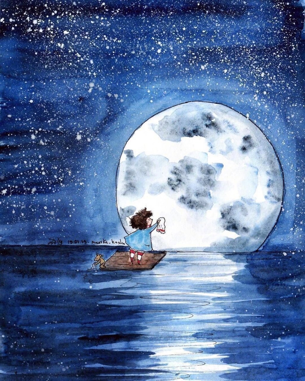 插画师  manka  kasha的一组蓝色系作品 676767 #绘画欣赏