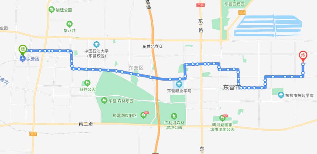 山東東營火車站途經公交車路線乘坐點及其運行時間