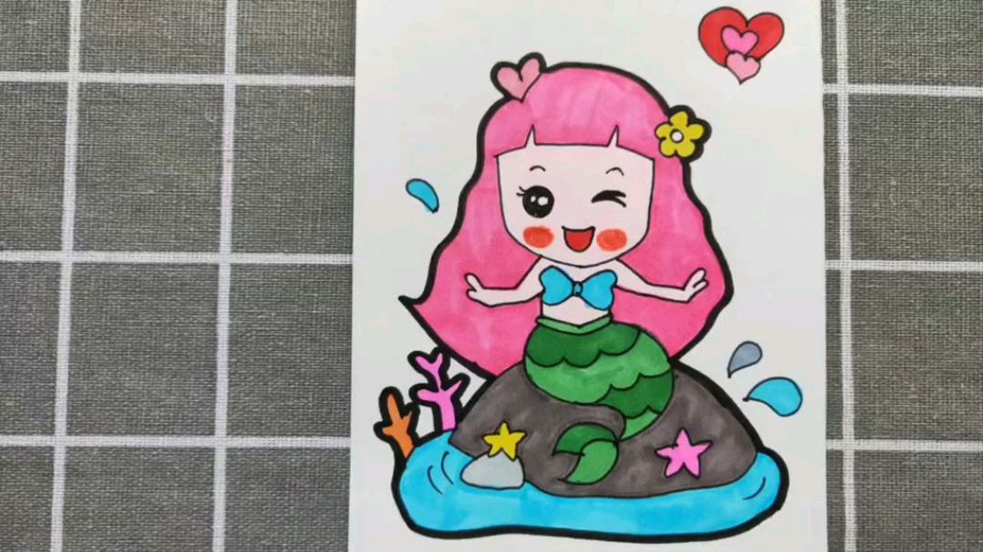 可爱的小美人鱼简笔画