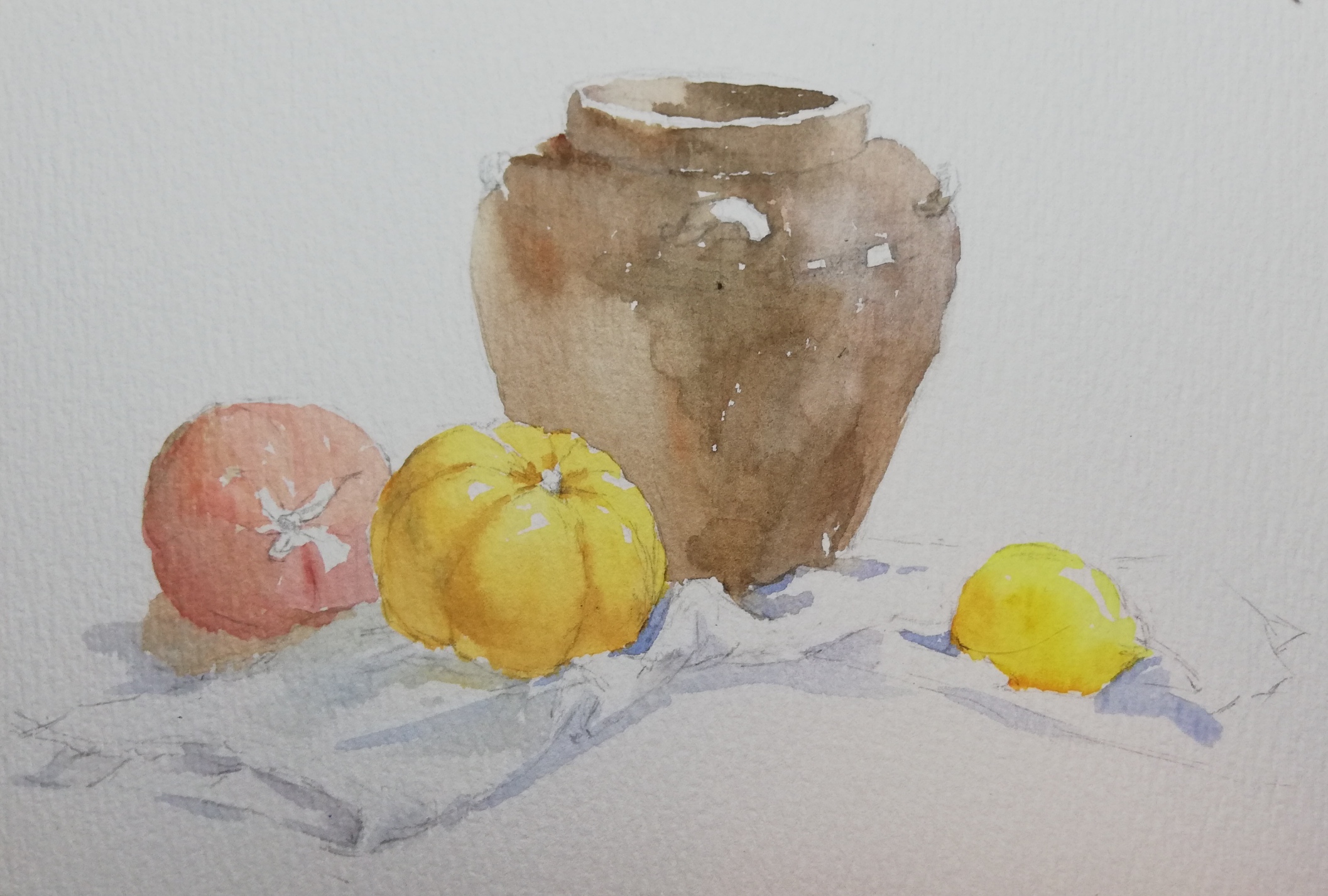 水彩静物——陶罐(教程)