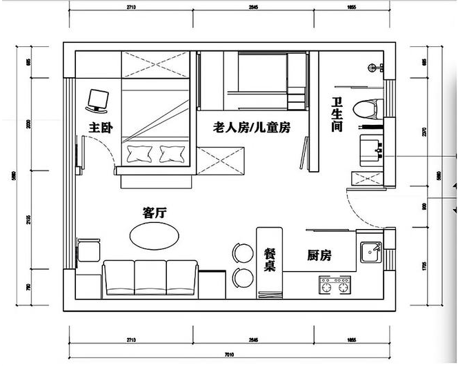 北京買一套38平米的小房子,一家五口住在一起,該怎樣改造空間?