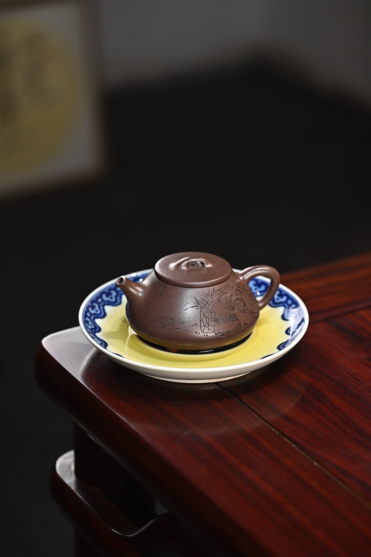 宜兴紫砂姚丽云全手工心舟石瓢紫泥