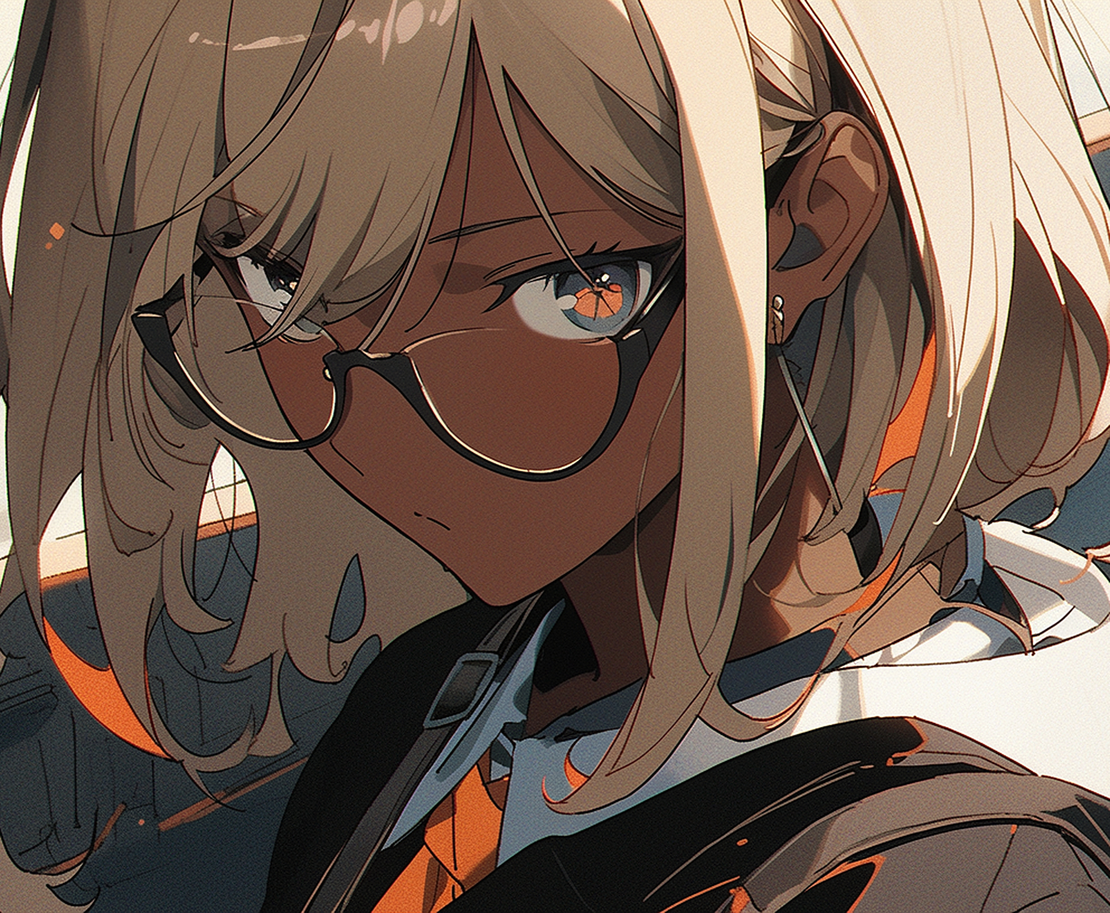 ai画师:さきたま,黑皮金发少女#二次元美图# #我爱二次元# #二次元萌