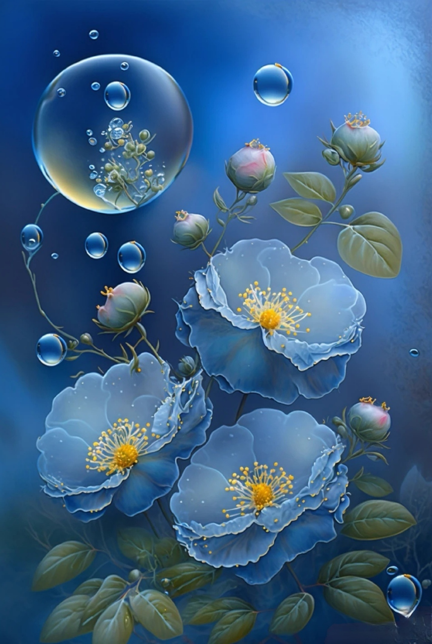 ai画廊#蓝色系花