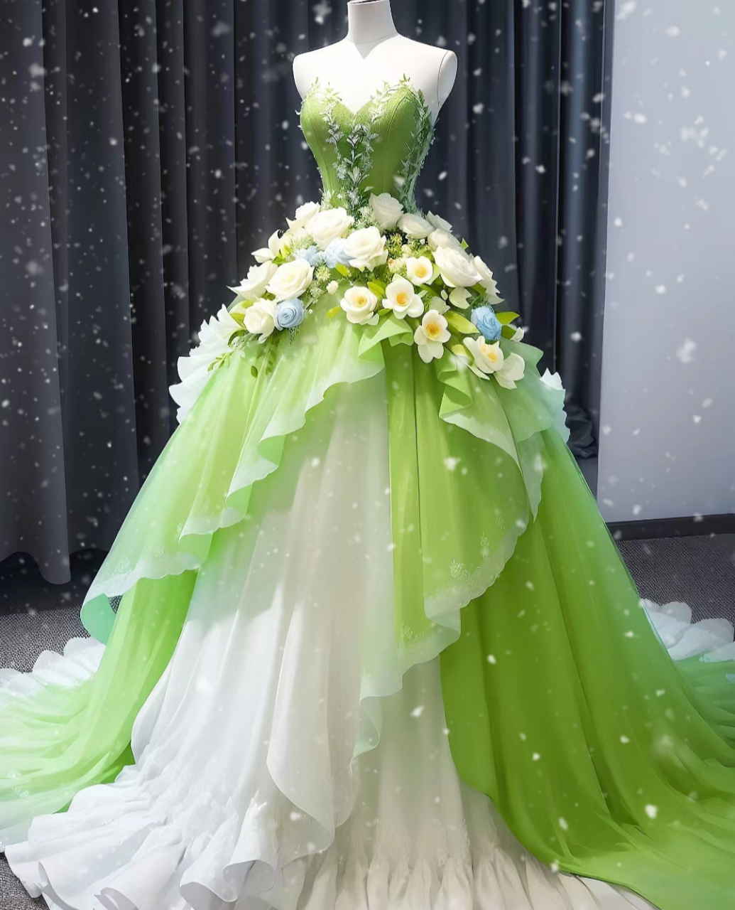 漂亮的绿色婚纱裙#周杰伦演唱会