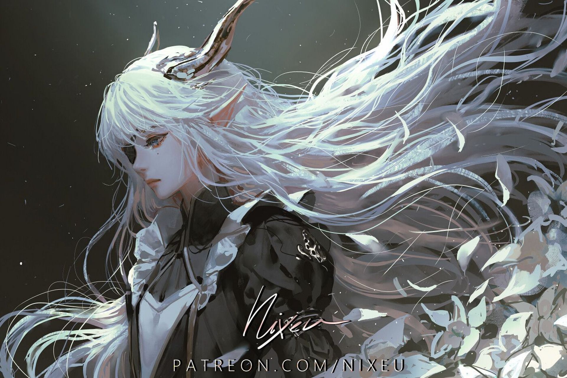 画师n i x e u 67动漫人物插画欣赏,有种油画的质感.