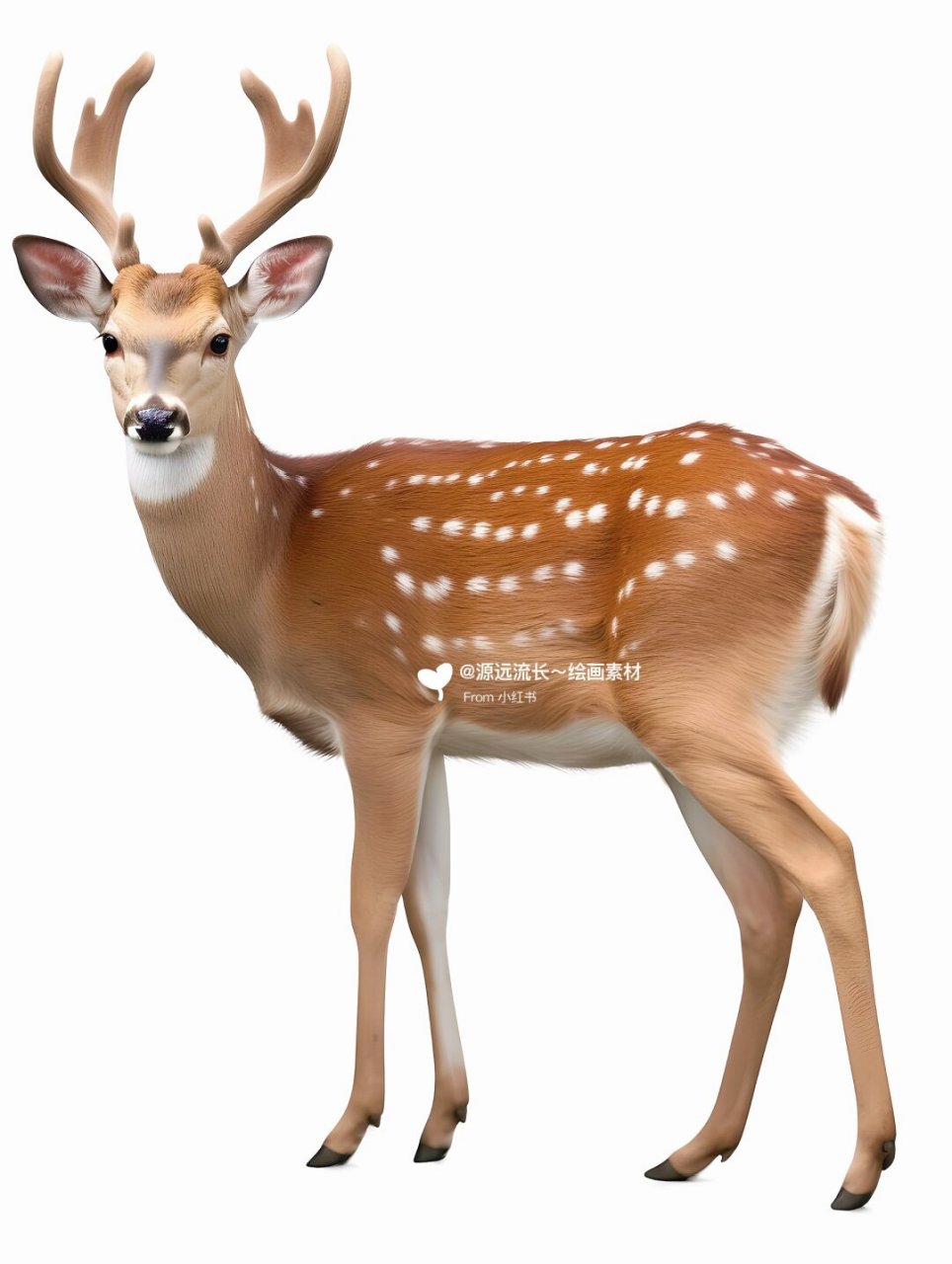 绘画素材 可爱的梅花鹿  梅花鹿被描绘得栩栩如生,其独特的斑点花纹