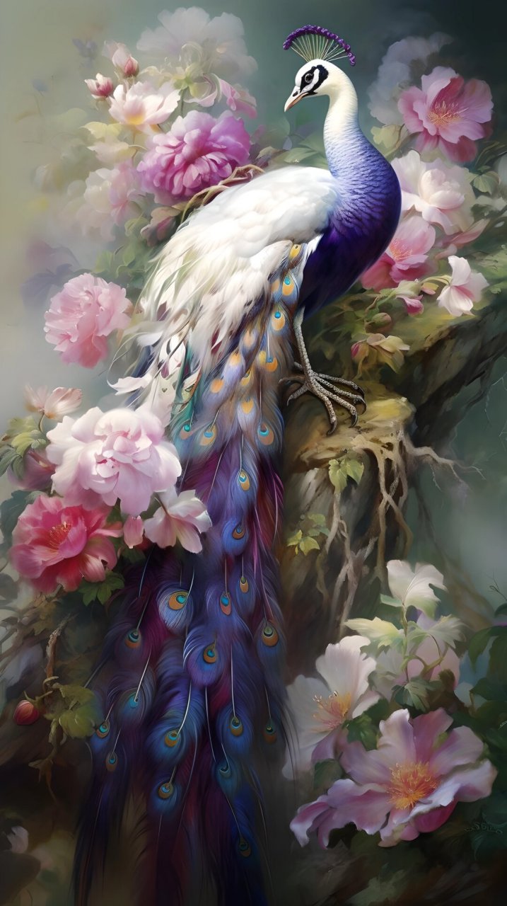 紫孔雀(紫去东来)  这一系列紫孔雀素材以其神秘而高贵的紫色调和吉祥