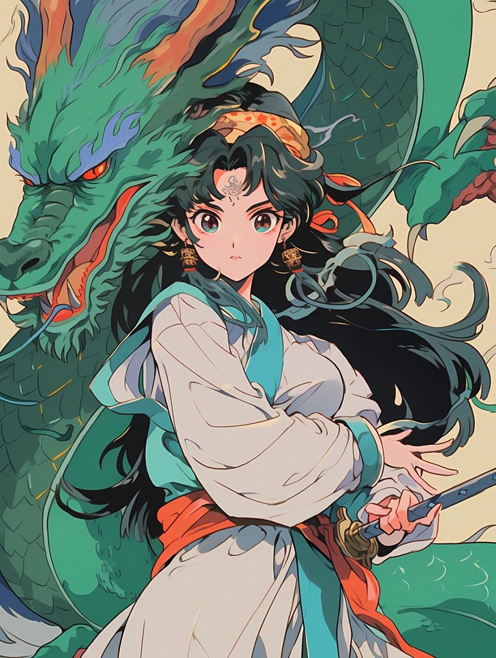 midjourney|复古漫画|1980s|龙之女  龙与少女的友谊,从女孩的母亲便