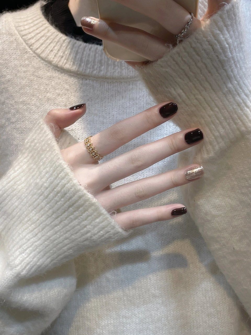 深色系纯色美甲 纯色yyds!