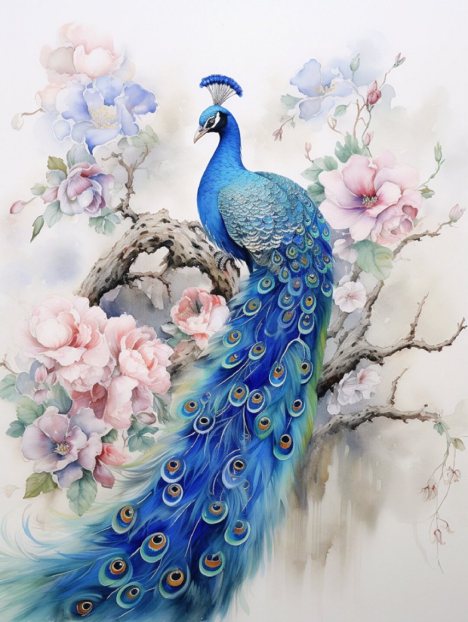 绘画素材—孔雀牡丹花  笔触下的孔雀牡丹花,繁复而精致,宛如一首无声