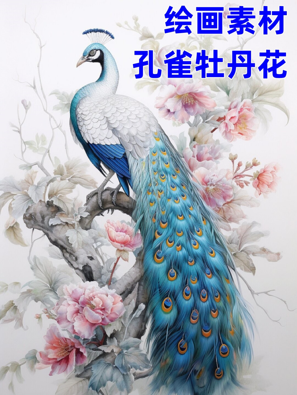 笔触下的孔雀牡丹花,繁复而精致,宛如一首无声的诗