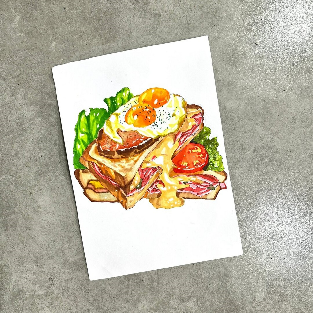 马克笔手绘|美食系列  这一系列聚焦于用马克笔手工绘制的汉堡美食