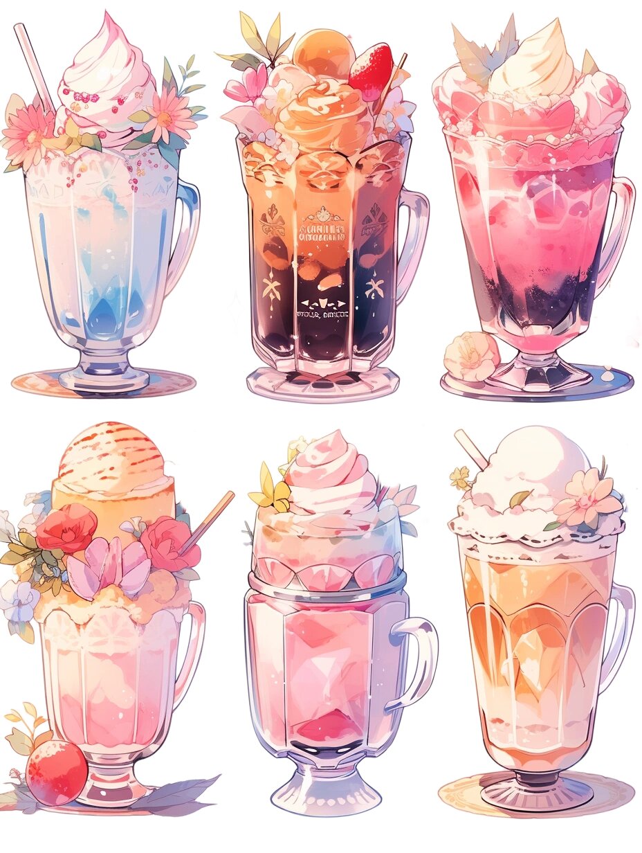 饮品|电子手帐贴纸插画美食素材