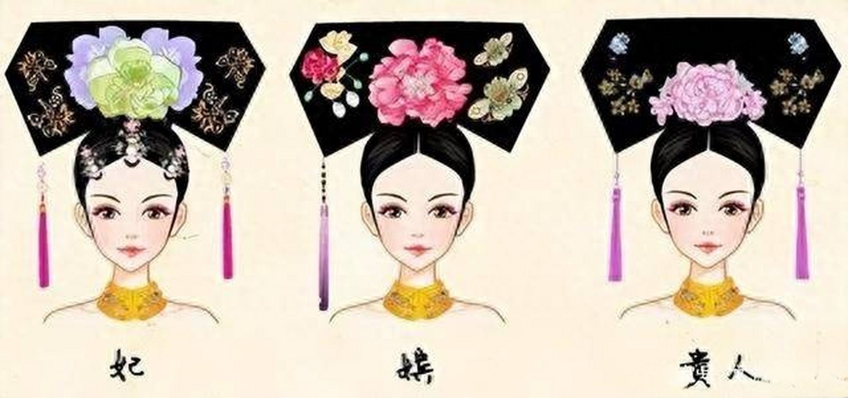  旗头上的穗子数量和装饰方式与其所代表的品级有关,在清代宫廷