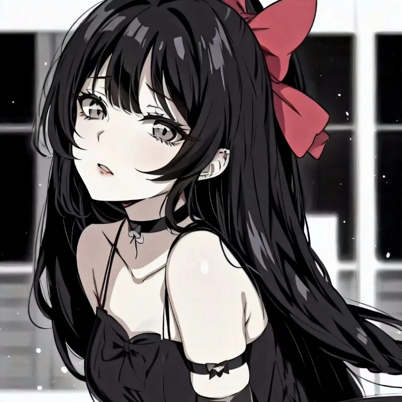 甜辣风黑白动漫女生头像  #头像