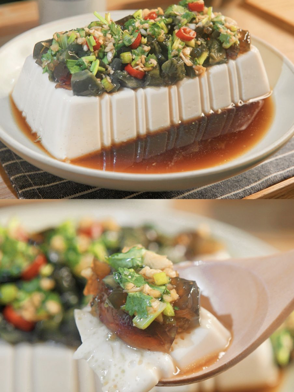 超超超好吃的凉拌菜:凉拌皮蛋豆腐  凉拌皮蛋豆腐使用内酯豆腐和松花