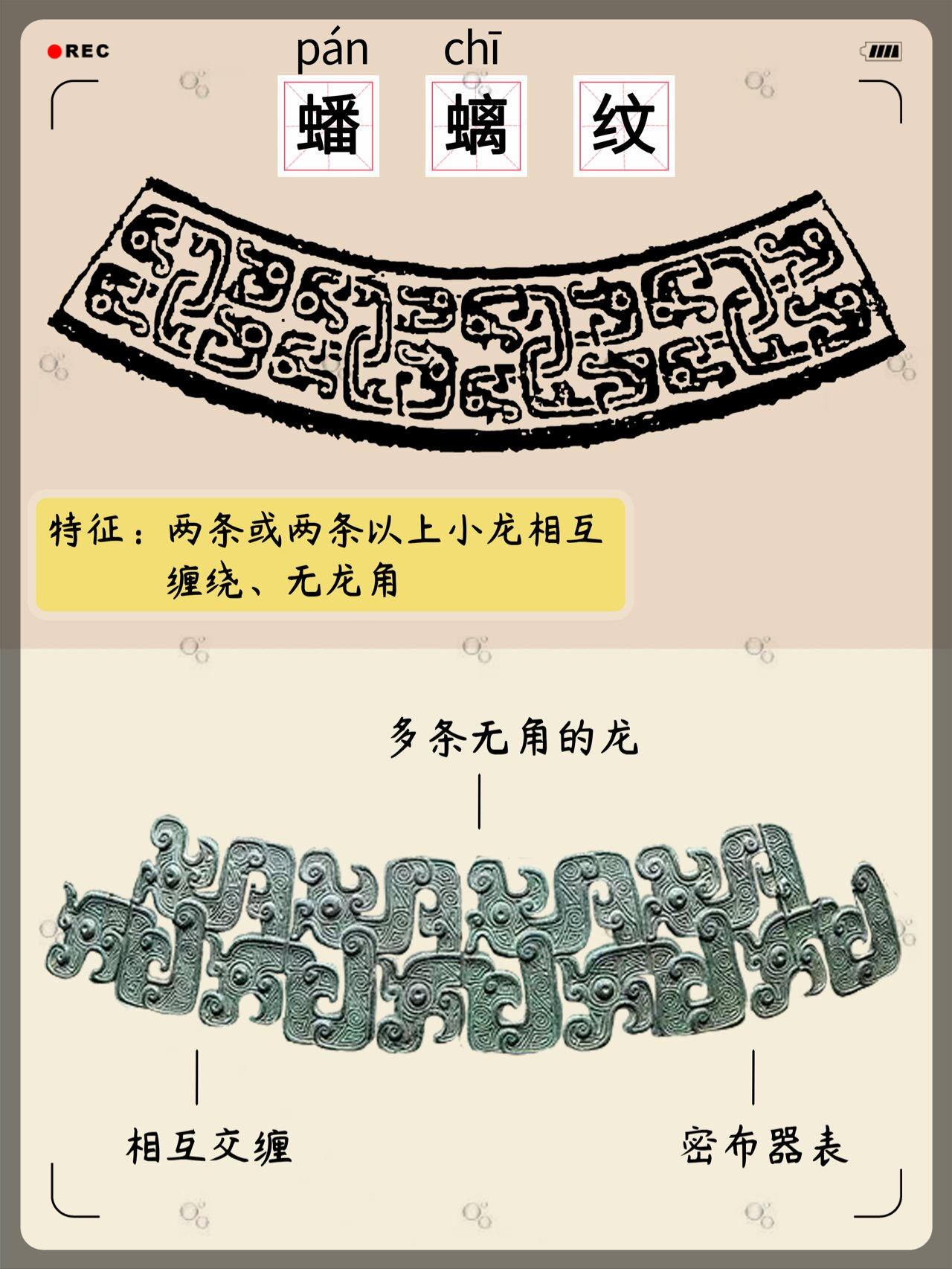 中国传统纹样:青铜器蟠螭纹  主要出现在春秋时期,相比较商西周时期