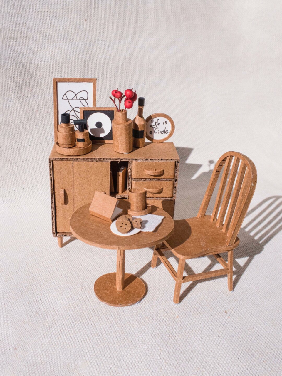迷你餐桌椅图纸教程 牛皮纸袋做的小家具