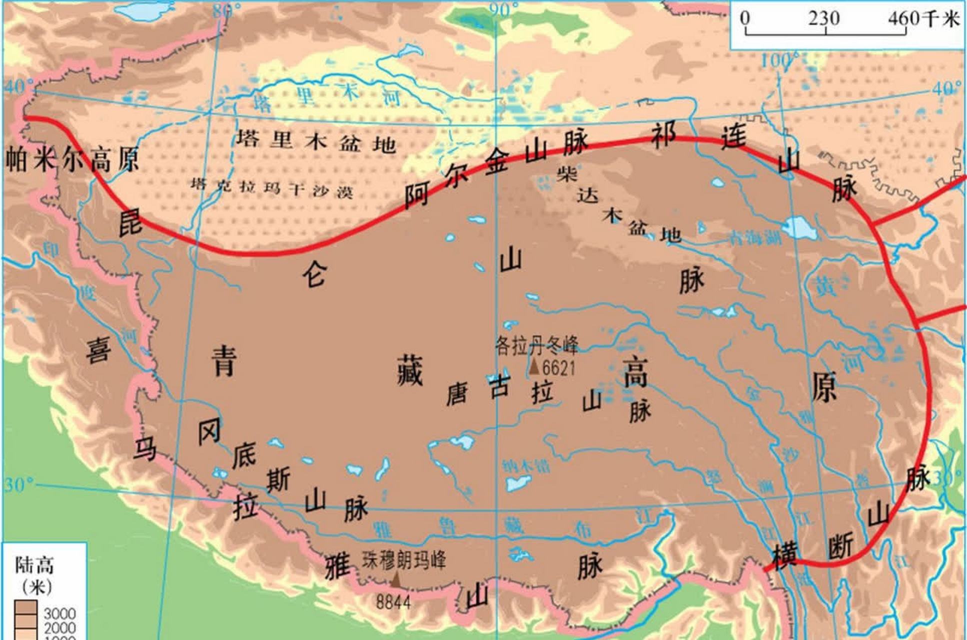 青藏地区地形图简图图片