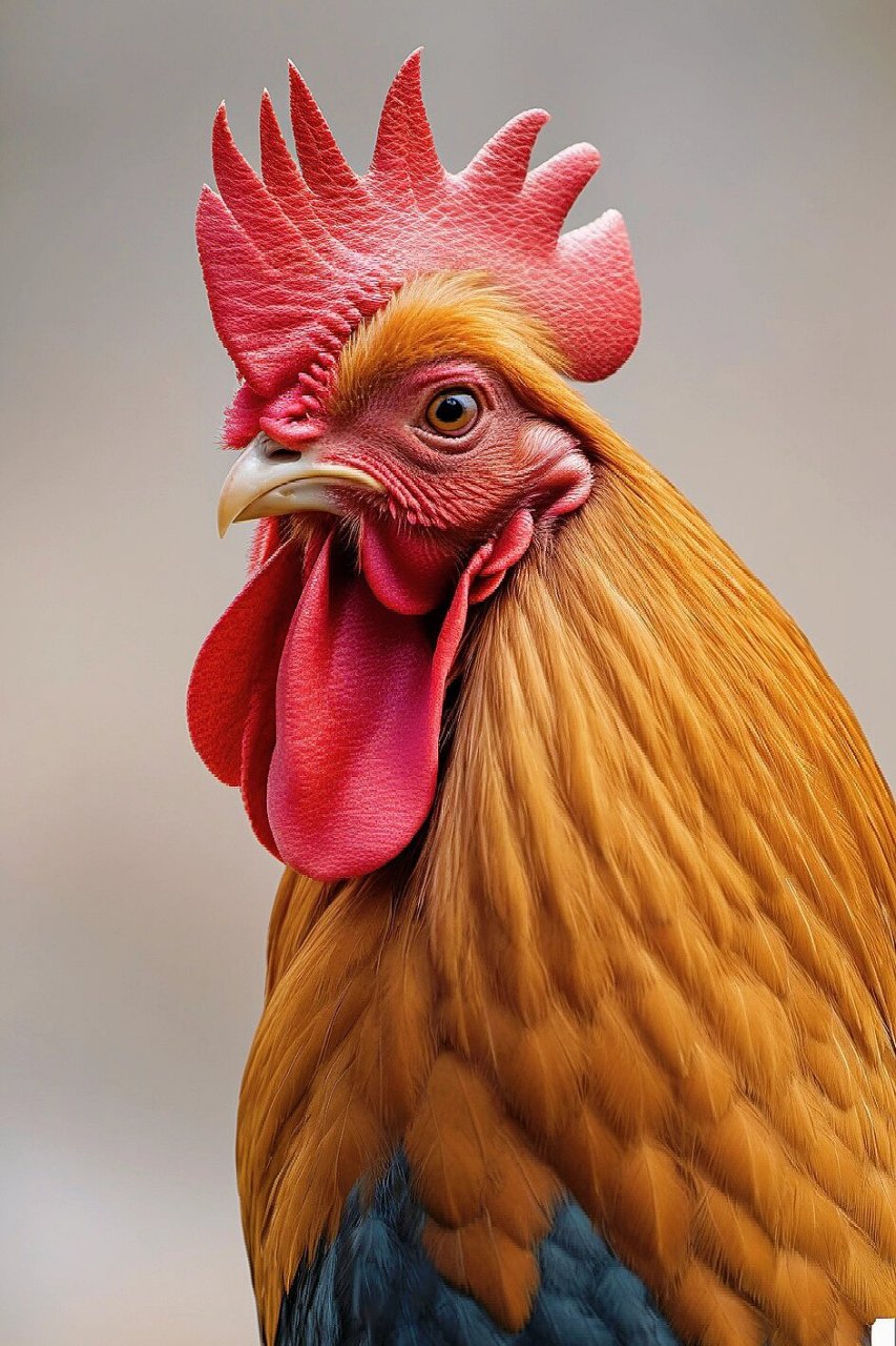 可爱系大公鸡头部特写-家禽类绘画素材  大公鸡的头部被精心描绘,强调