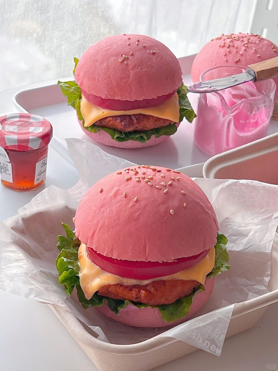 今日芭比粉少女心满满真的很米 今天分享少女心满满的粉色汉堡胚, 用