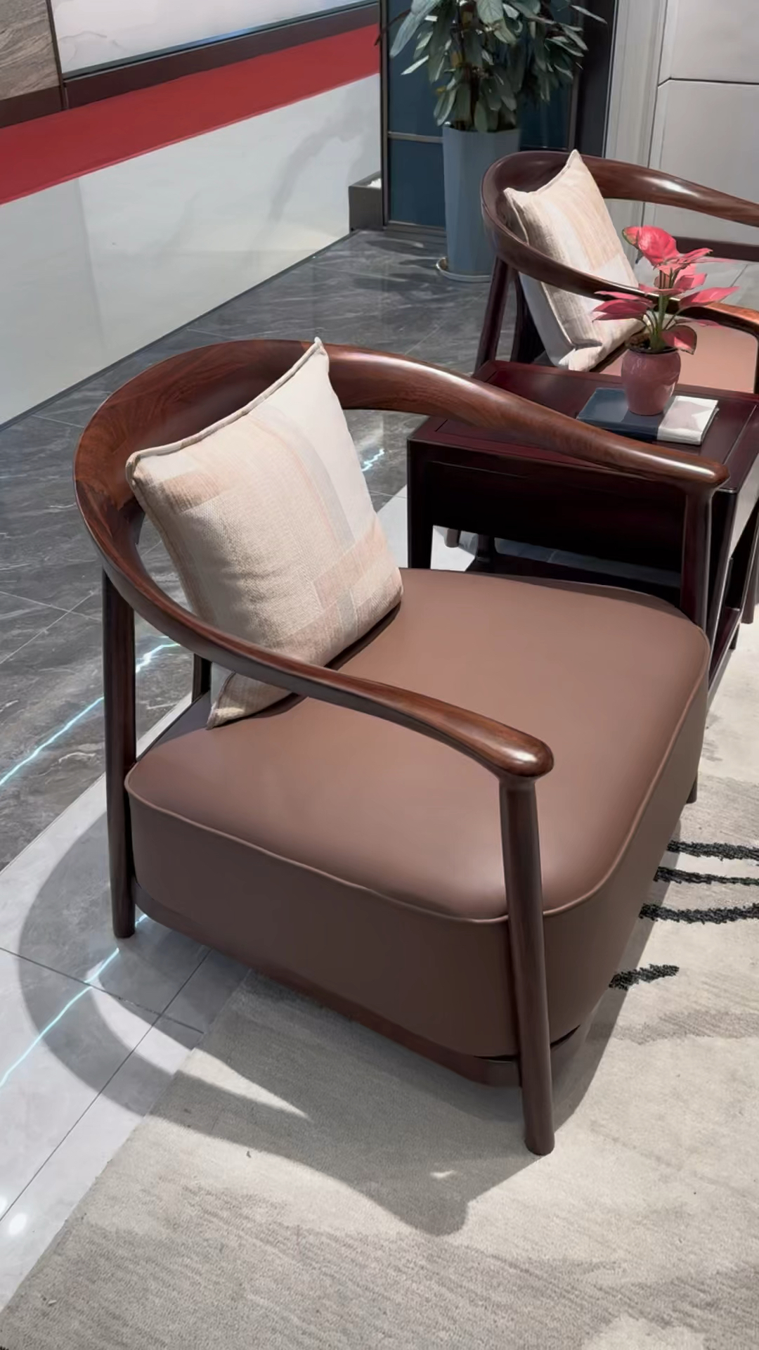 新中式实木家具休闲椅三件套