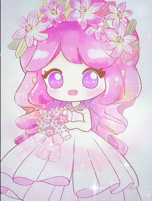 可爱花朵公主简笔画卡通画,花朵星座公主儿童画