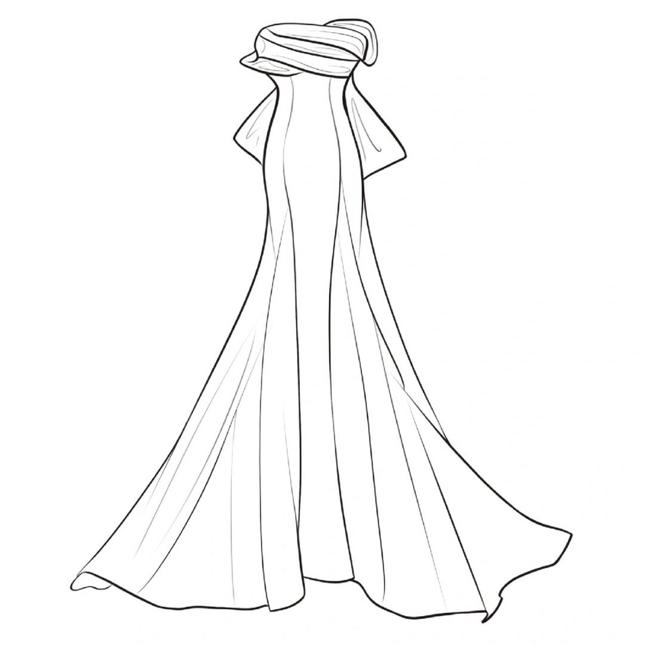 服装设计款式图线稿礼服裙  包臀礼服则是一款更加优雅,庄重的裙子,它