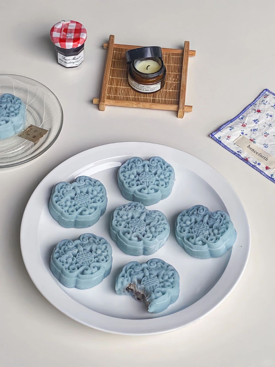 冰蓝如意坠入海洋海盐奥利奥冰皮月饼 食材准备糯米粉沾米粉澄粉糖