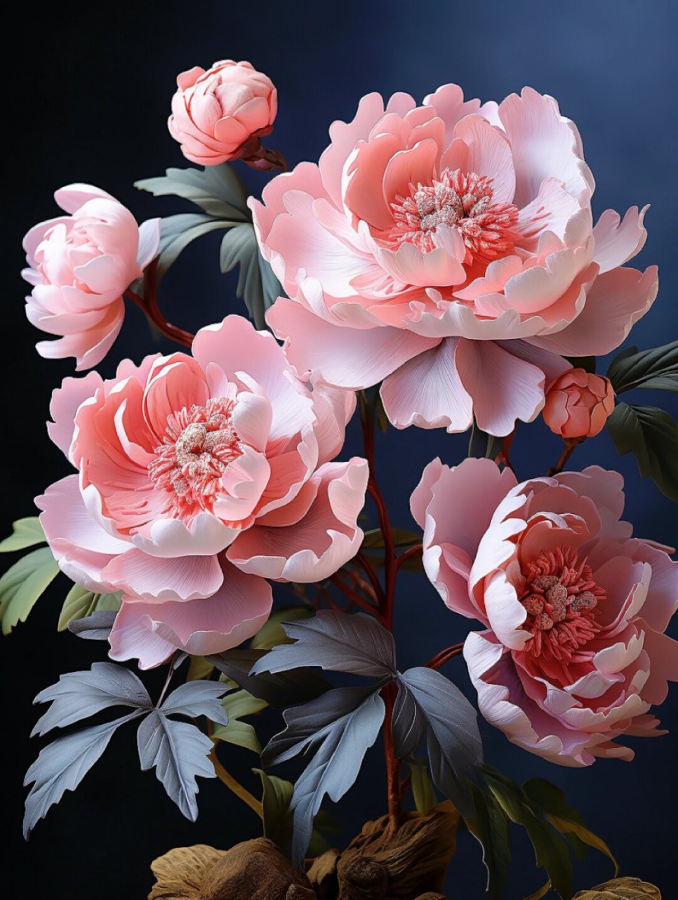 绘画素材1000篇—粉色芍药花  好漂亮的芍药