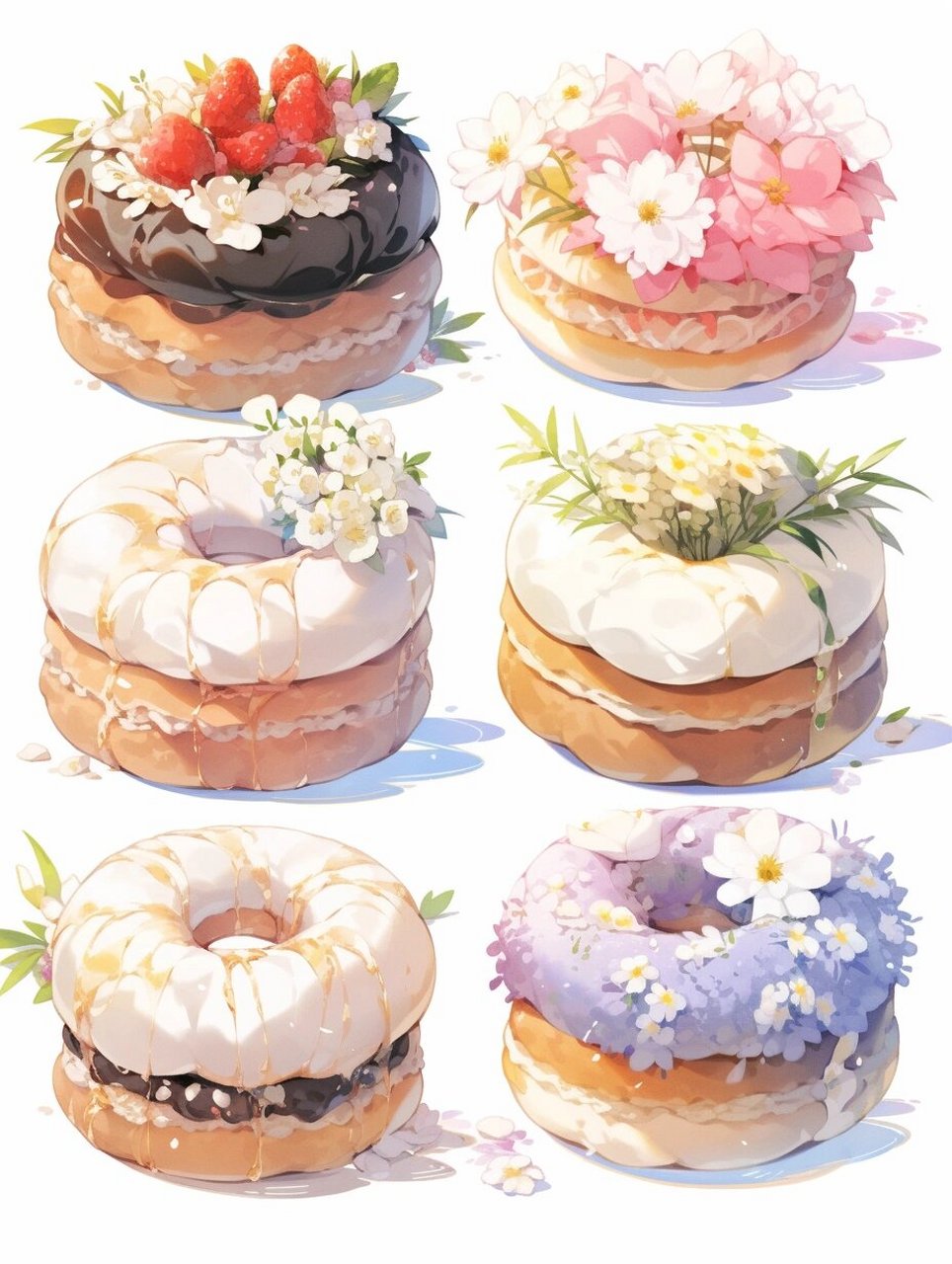 甜甜圈|手帐贴纸插画美食甜品素材  在美食世界中,甜甜圈凭借其可爱的