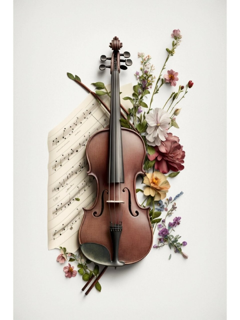 美术生绘画素材1000集:小提琴与花  这幅花好看吗