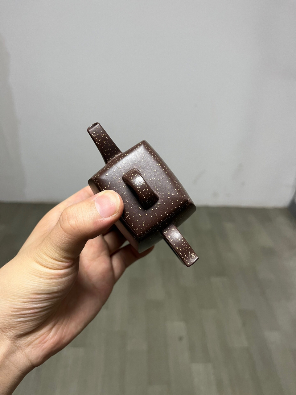 【汉方·铺砂款】老紫泥 汉方壶,壶体扁方,壶流以