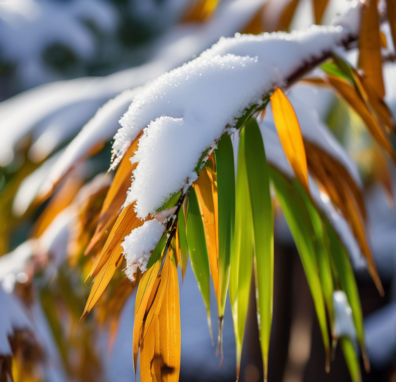 雪后的竹子图片图片