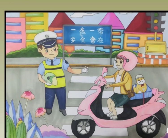 各班积极组织开展戴头盔安全教育活动.