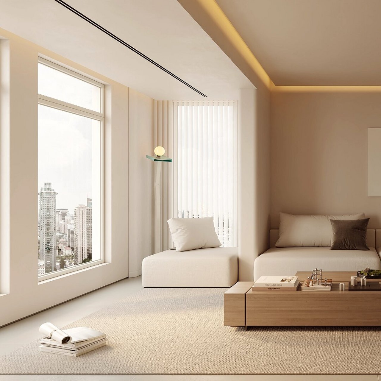 在暖色调里寻觅极简的自然生机  本次装修以现代简约风格为主,通过暖