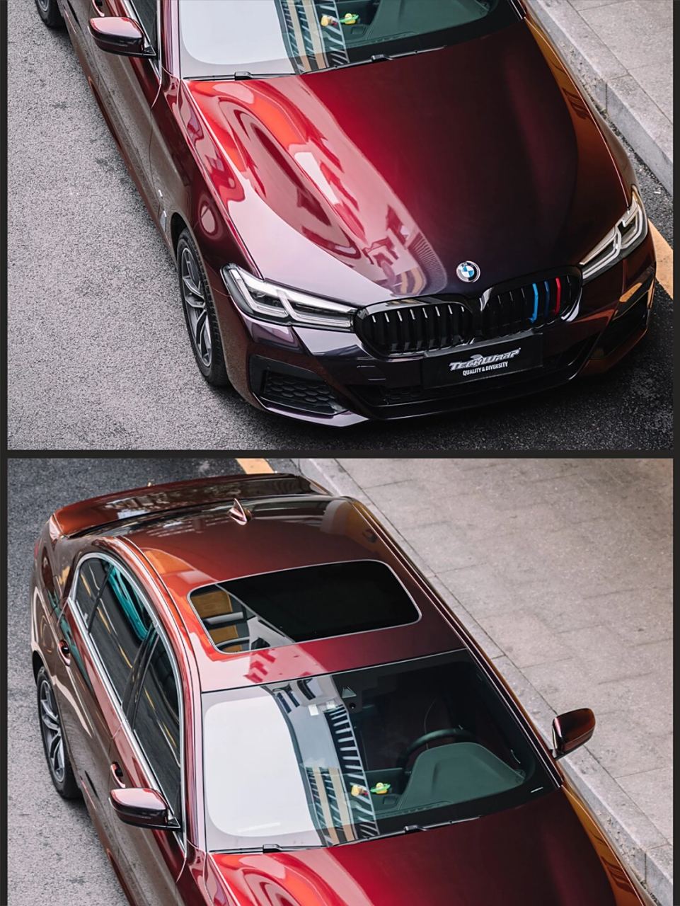 宝马5系丨看一眼就沦陷的黑红渐变色  宝马5系这辆车,最近被改装成了
