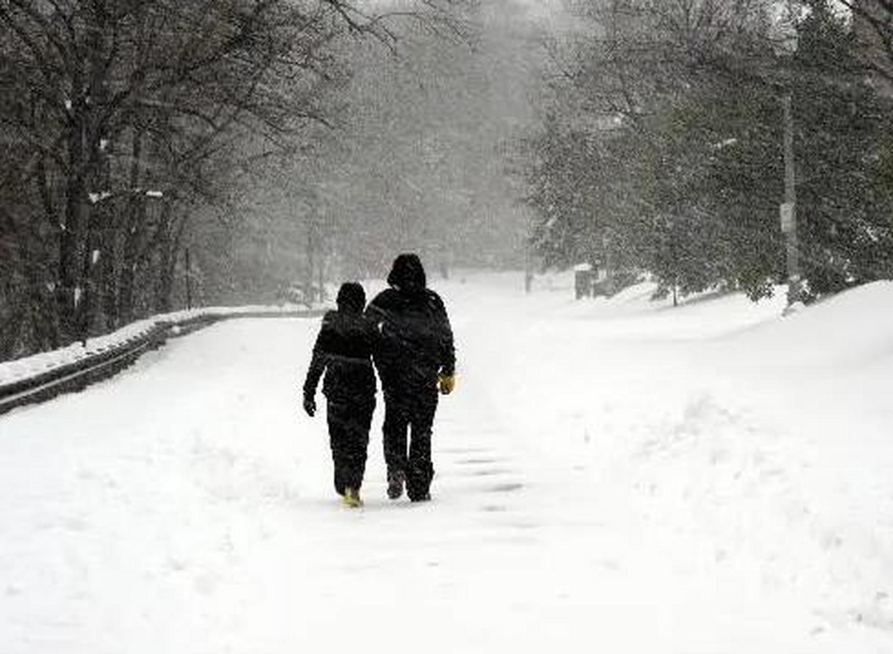 恋人雪中漫步图片图片