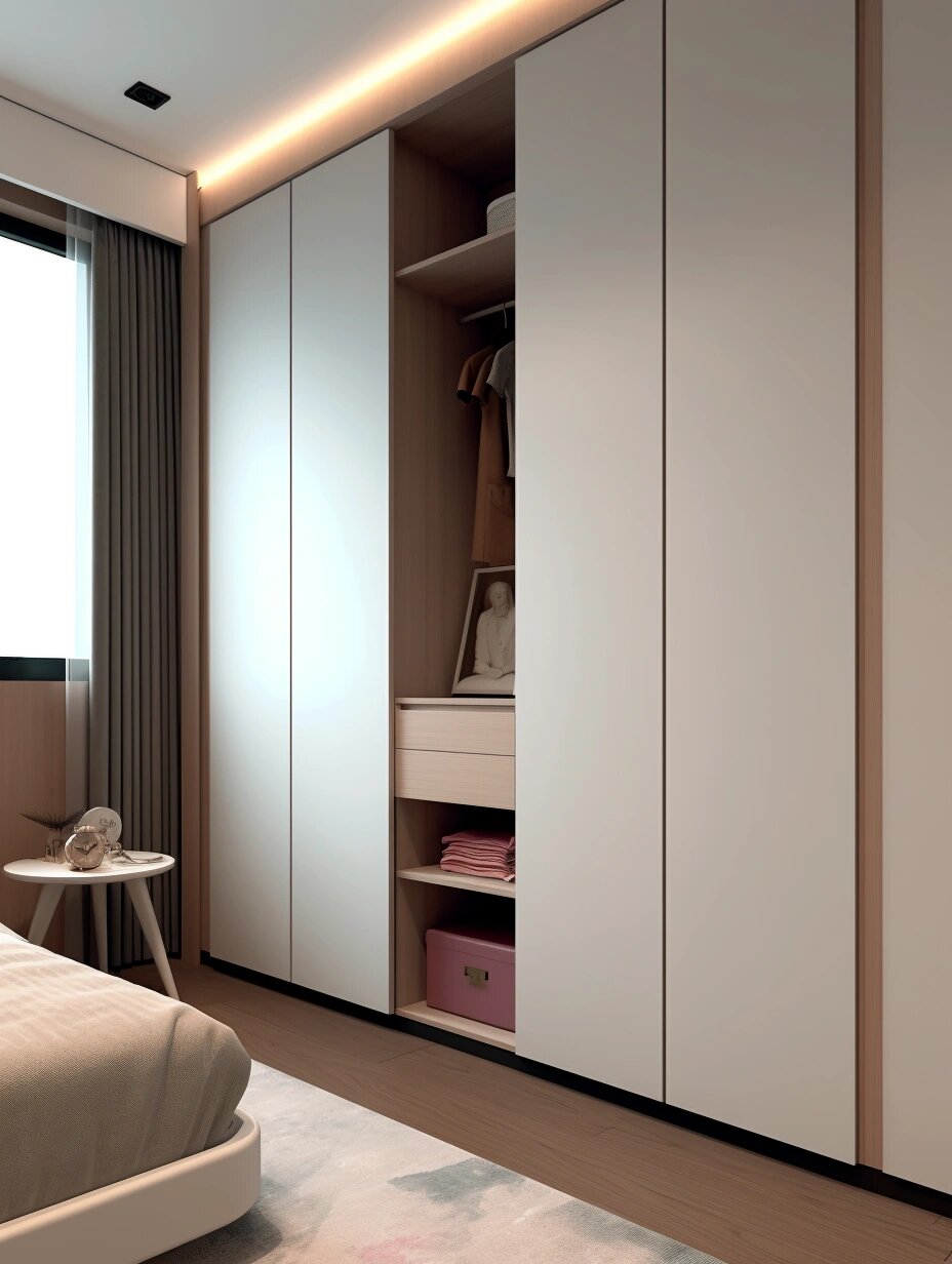 木色白相遇丨现代简约卧室,梦幻衣柜设计  原木与白色的完美融合,卧室