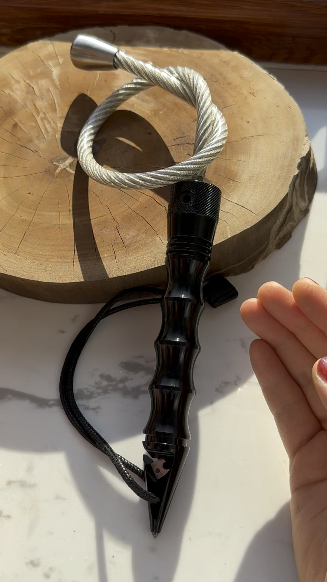 防身自卫战术鞭刺钢丝鞭破窗工具自卫毒蛇鞭合法便携黑