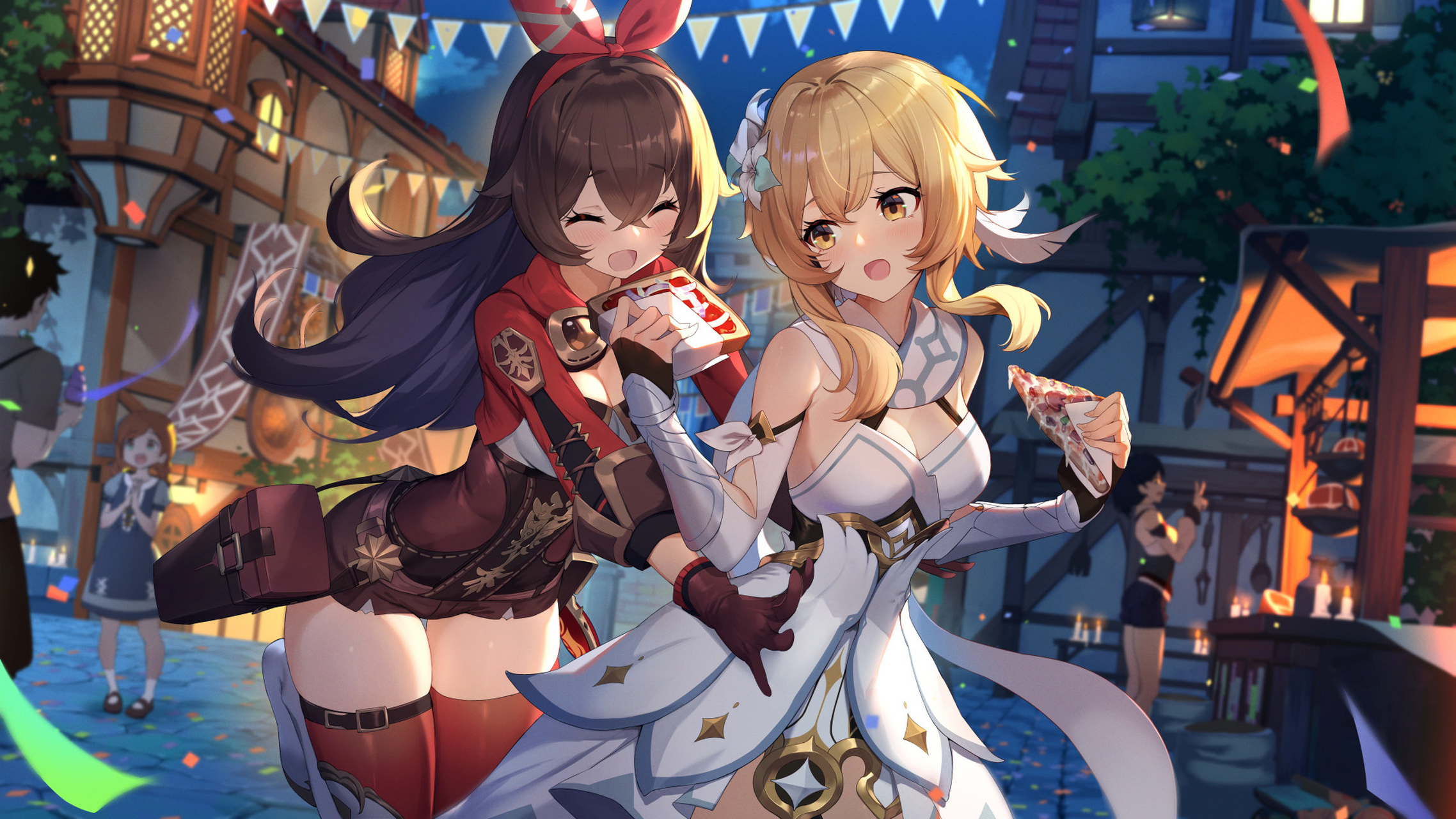 旅行者荧,安柏[打call][打call][打call] 画师:らいじゅう#原神# #二