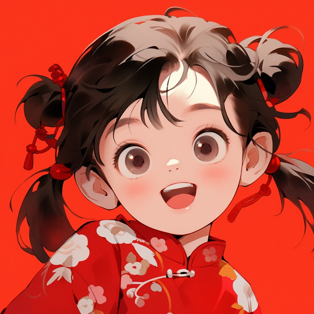 新年头像|红色可爱喜庆女生新年头像  #头像# #新年