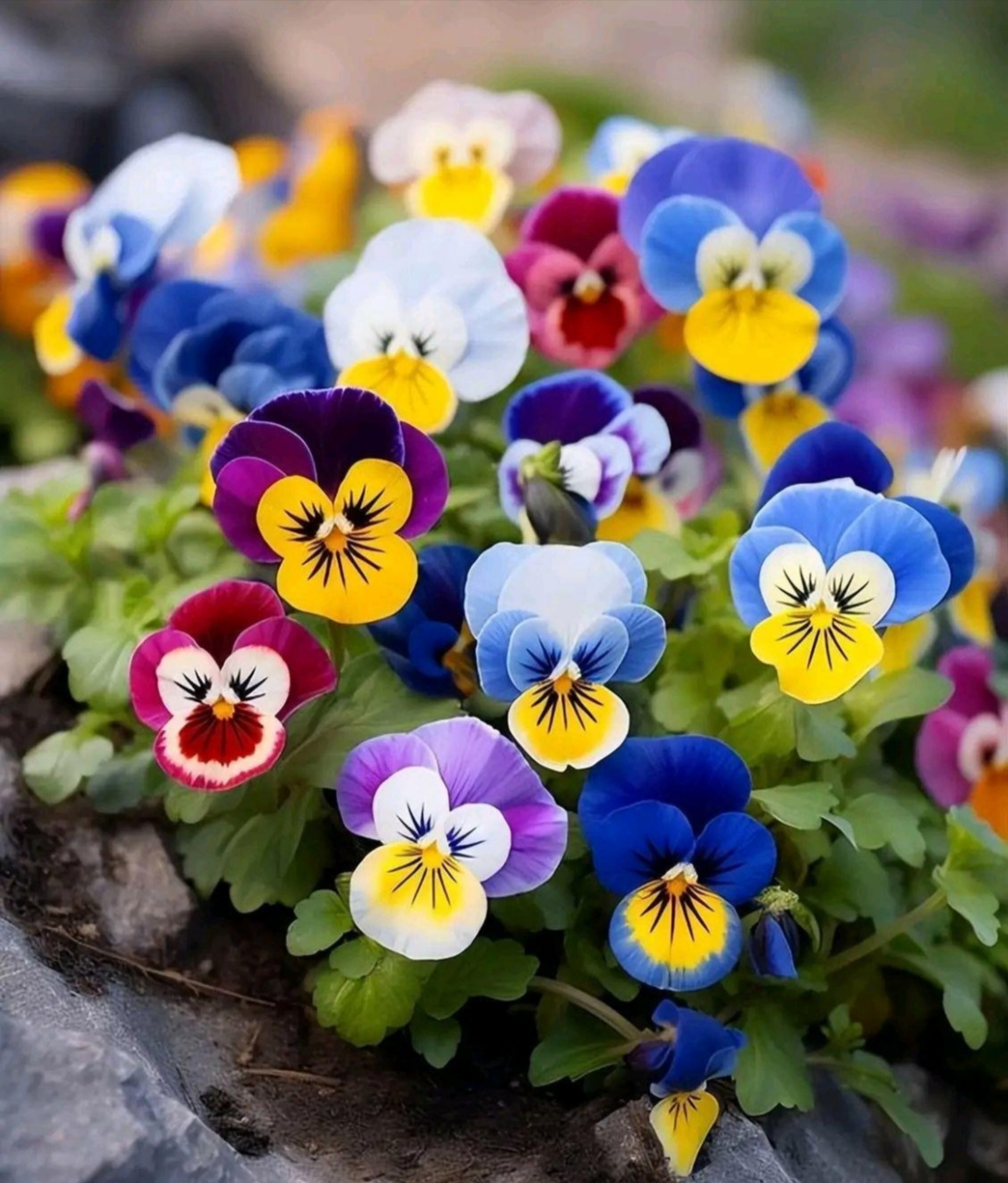 绽放在岩石上的笑脸